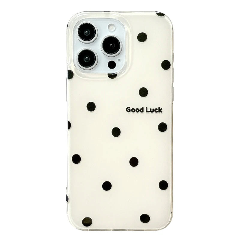Fashion Black Love Heart Polka Dot Flowers Phone Case