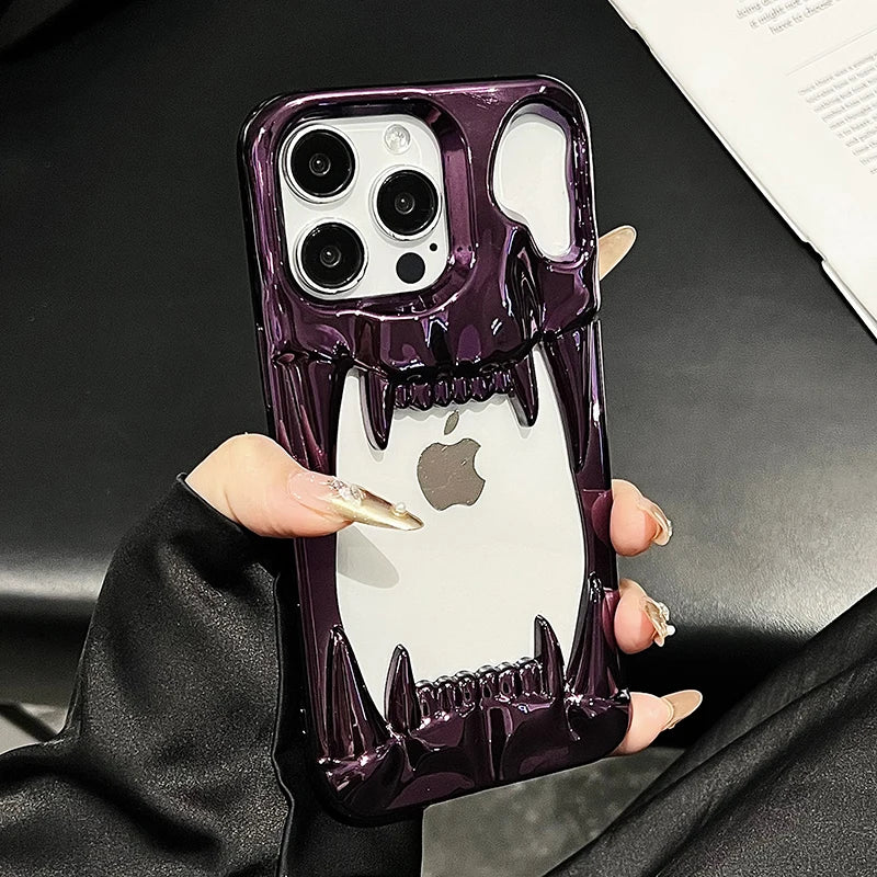 Luxury 3D Tiger Tooth Hollow Dissipate Heat Phone Case