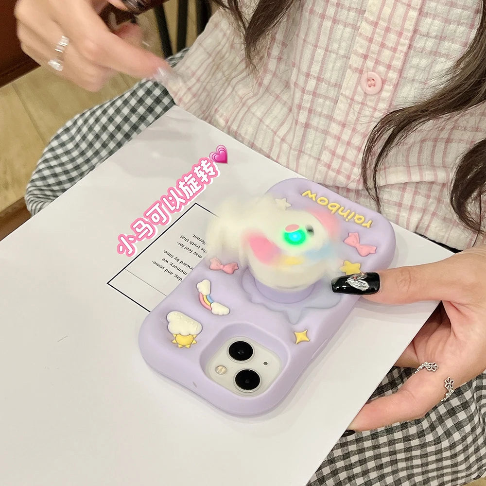 Cute 3D Cartoon Rainbow Unicorn Horse Phone Case