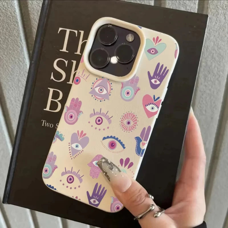 Pink Purple Eyes Lichee Pattern Silicone Phone Case