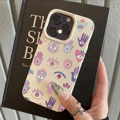 Pink Purple Eyes Lichee Pattern Silicone Phone Case