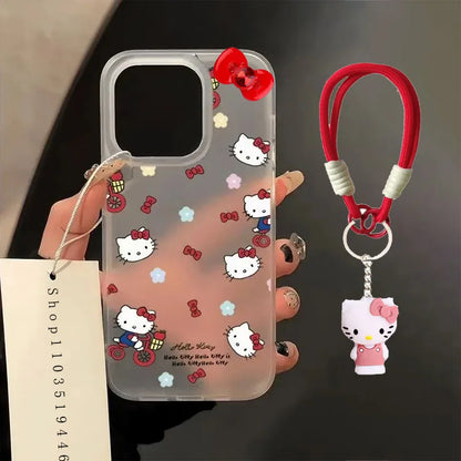Hello Kitty Bicyle Red Bow Strap Bicyle Phone Case