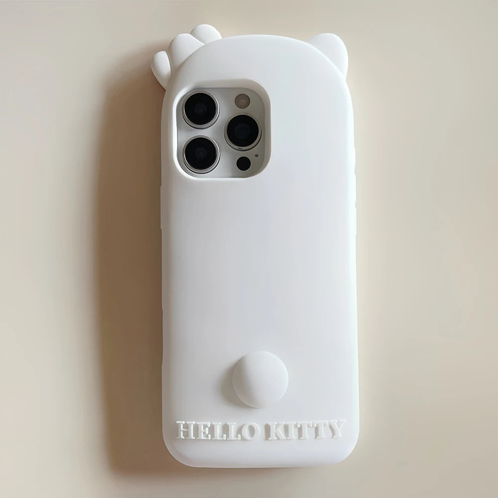 Kawaii 3D Cartoon Sleep Hello Kitty Back Shadow Phone Case