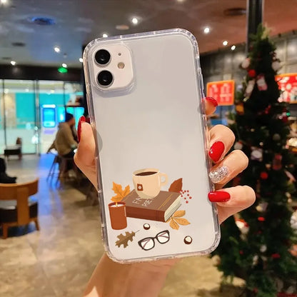 Fall Autumn Brown Aesthetic Clear Phone Case