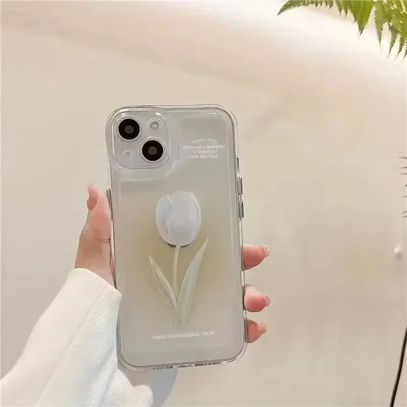 Tulip Phone Case Shockproof Transparent Cover Silicone Fundas