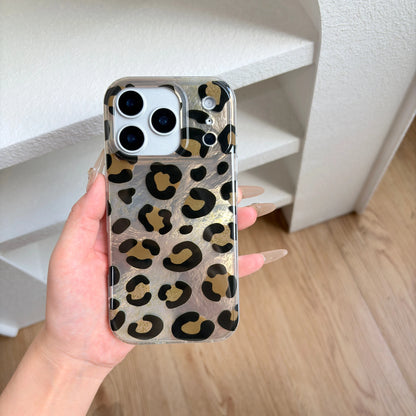 Fashion Black Leopard Print Pattern Glacier Texture Glossy Protective Phone Case