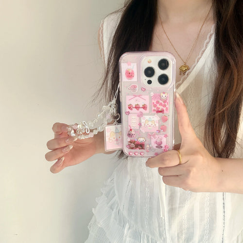 Lovely Cotton Candy Cat Cartoon Glitter Phone Case