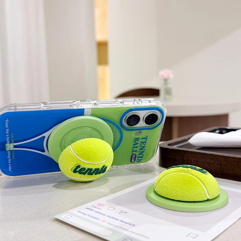 3D Tennis Ball Sport Magnetic Grip Tok Stand Holder Phone Case