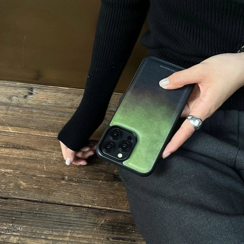 Retro Matcha Green Gradient Shockproof Protective Phone Case