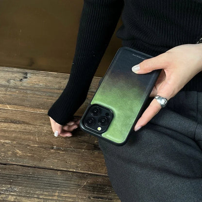 Retro Matcha Green Gradient Shockproof Protective Phone Case