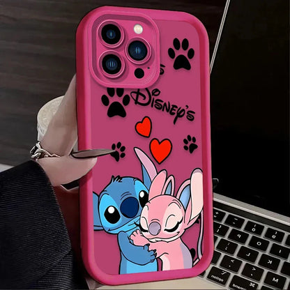 Disney Stitch Angel Silicone Phone Case for iPhone