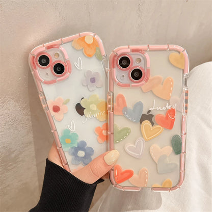 Cute Love Heart Soft Shockproof Bumper Transparent Phone Case