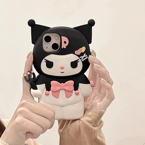 3D Kawaii Dark Kuromi Style Cartoon Silicon Soft Phone Case