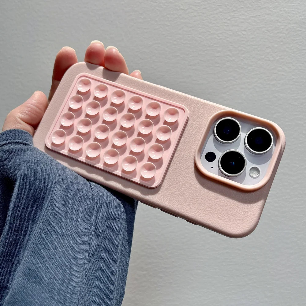 Luxury 3D Suction Cup Airbag Litchi Pattern Phone Case