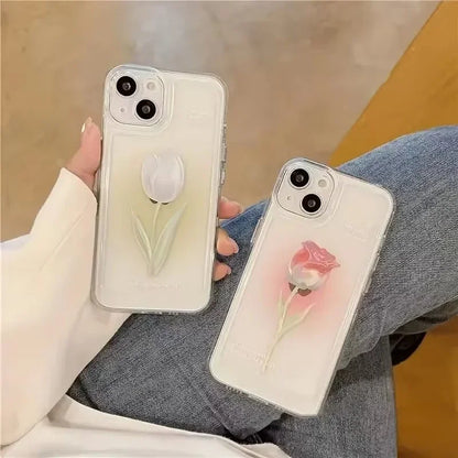 Tulip Phone Case Shockproof Transparent Cover Silicone Fundas